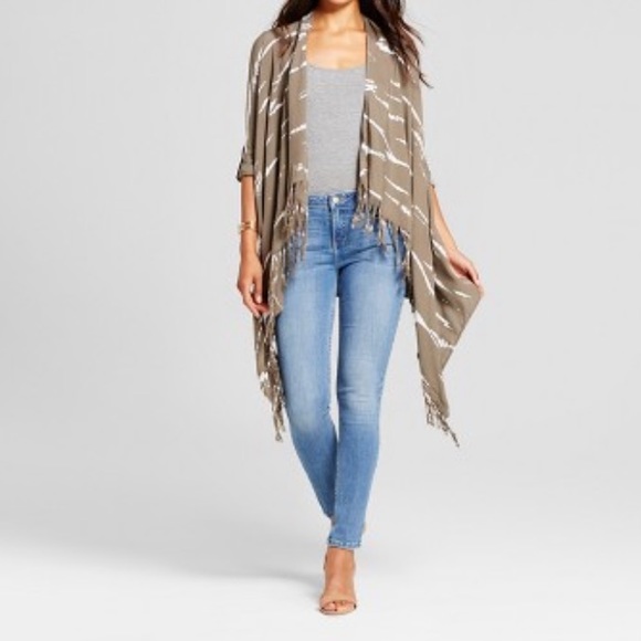 Knox Rose Sweaters - Knox Rose | Tie Dye Olive Fringe Open Cardigan